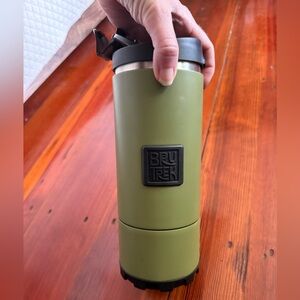 BruTrek Ovrlndr Olive Green Insulated Travel Coffee ftrench press, camping press
